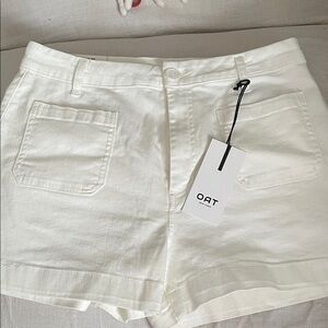 Oat New York White High-Rise Cotton Jean Shorts